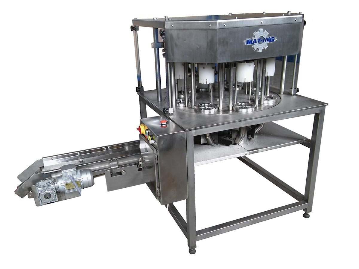 The machine is designed for apple coring and slicing